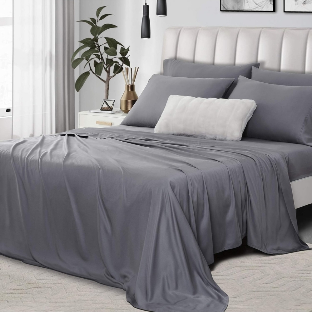 Umchord 6-piece Bamboo Sheet Set - Queen - Grey